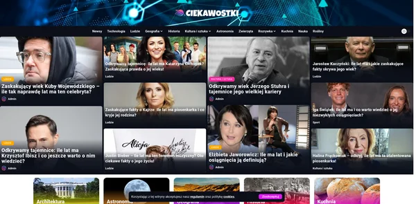 Screenshot strony Ciekawostki.edu.pl